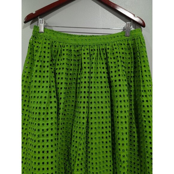 Kate Spade New York X Target Green Eyelet Volume Midi Skirt Side Pockets Size M - Picture 5 of 14